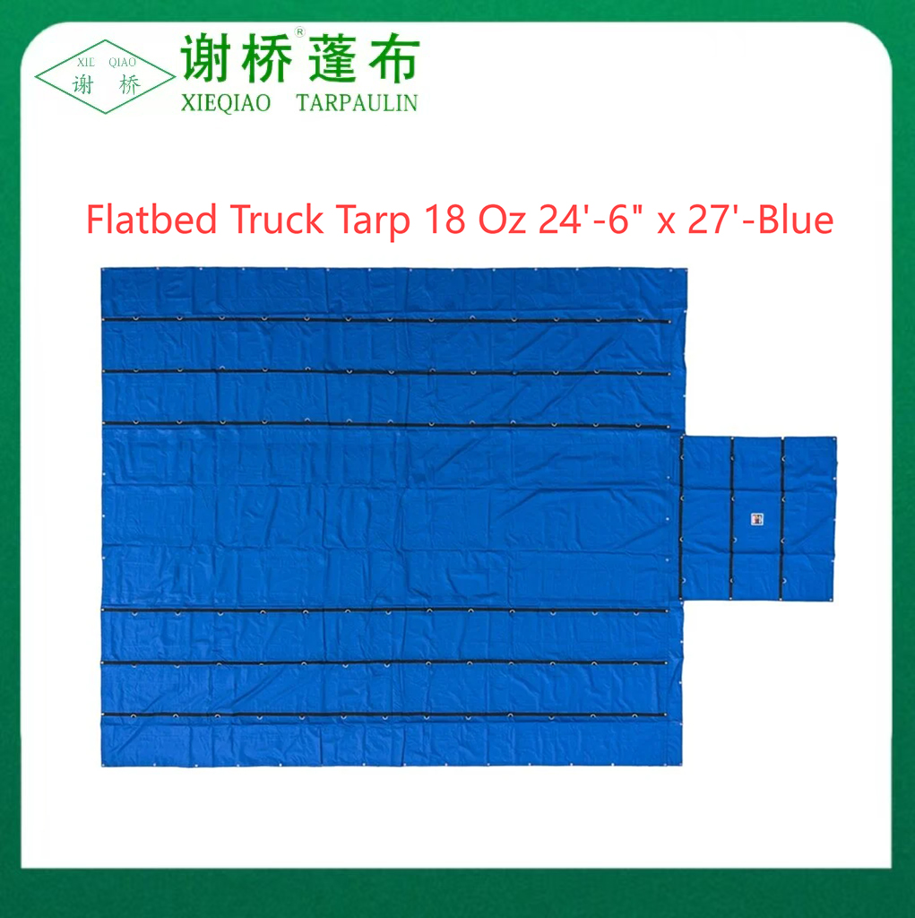 18oz platt lastbil tarp 24 "-6" "x27" (8 "droppe) -blue