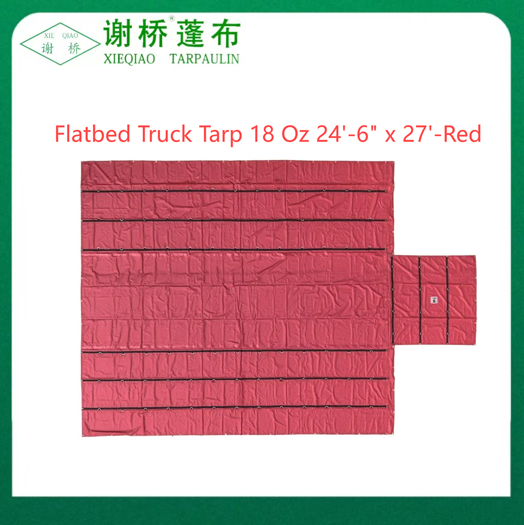 18oz platt lastbil tarp 24 "-6" "x27" (8 "droppe) -röd