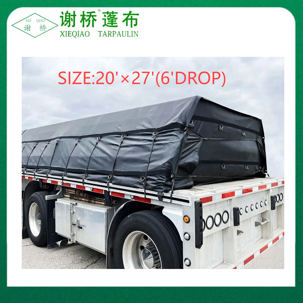 18oz flatbed truck tarp 20 "x27" (8 "droppe) -black