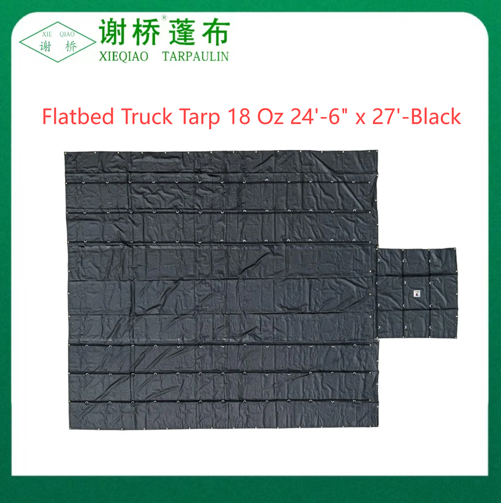 18oz platt lastbil tarp 24 "-6" "x27" (8 "droppe) -black